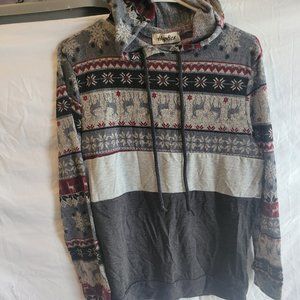 Haptics Gray,Black,Red Snow flakes,raindeers Hoodie Sweater